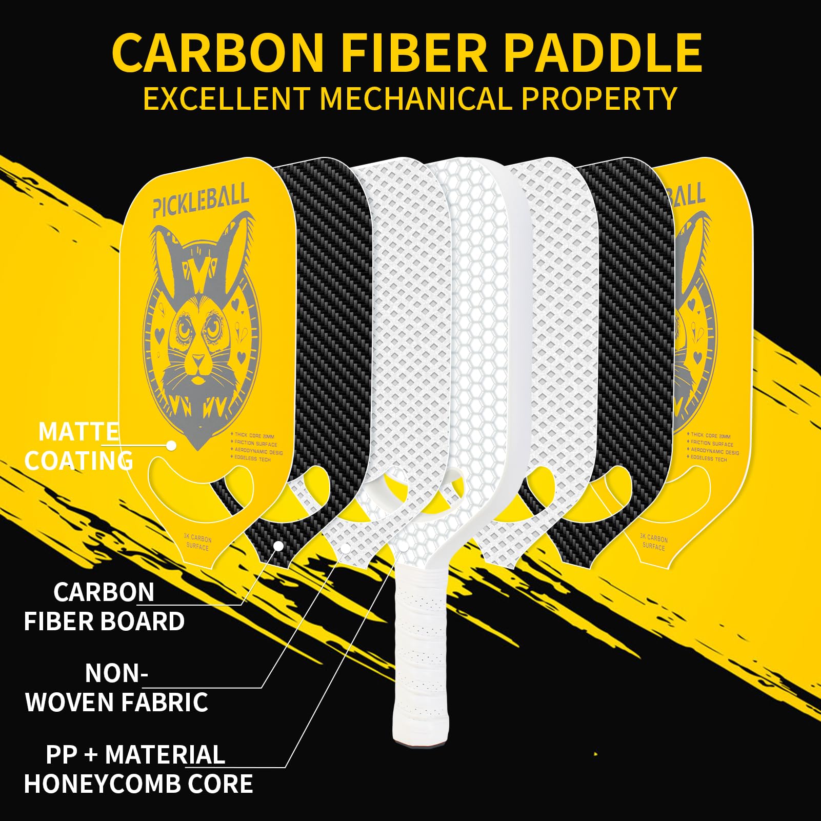 Carbon Fiber Pickleball Paddle Single Racket