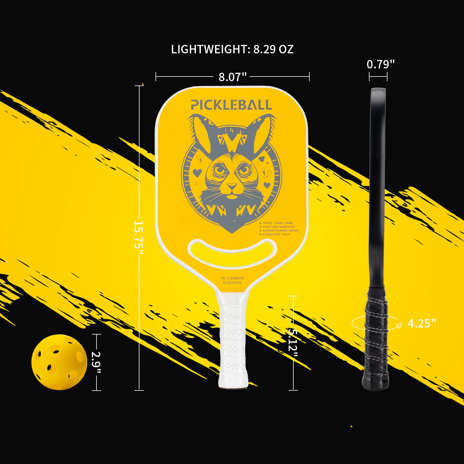 Carbon Fiber Pickleball Paddle Single Racket